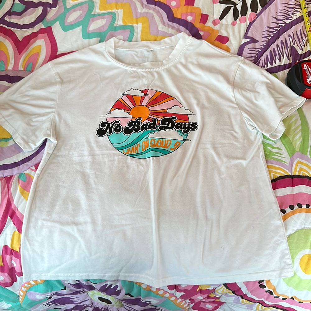 Shein T-shirt, white, cotton, spandex